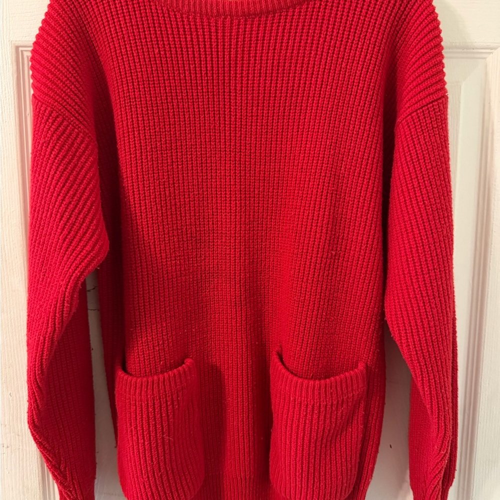 Red Women's Sweater with Pockets